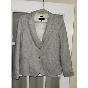 Talbots Blazer Aberdeen Women’s 6 Gray Jacket Cotton Stretch Knit Gold Buttons